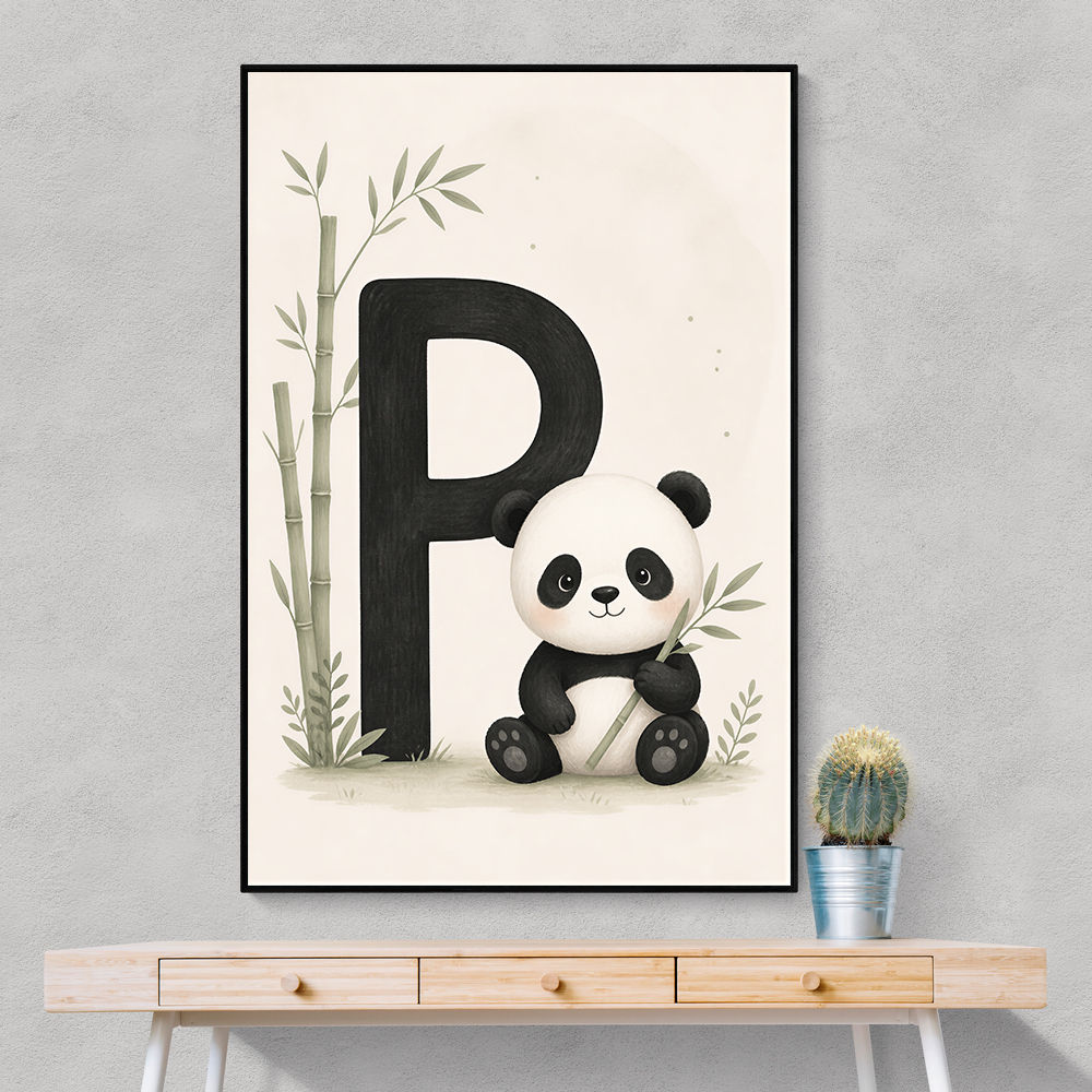 P For Panda Kids Wall Art