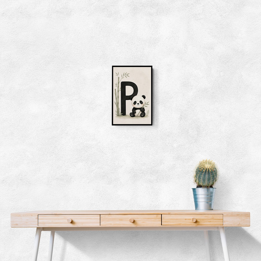 P For Panda Kids Wall Art