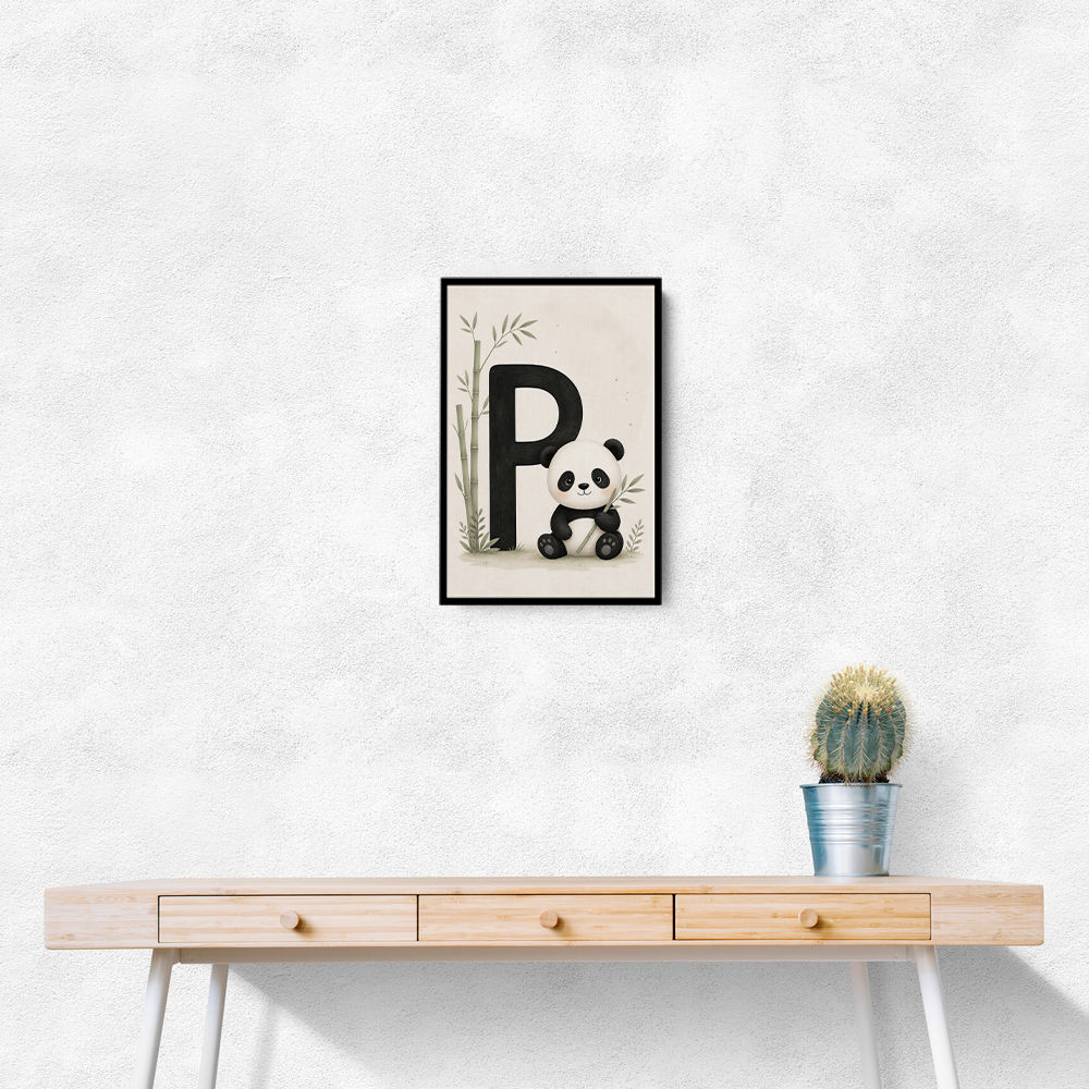 P For Panda Kids Wall Art