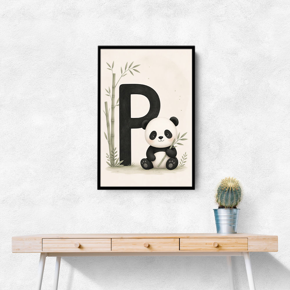 P For Panda Kids Wall Art