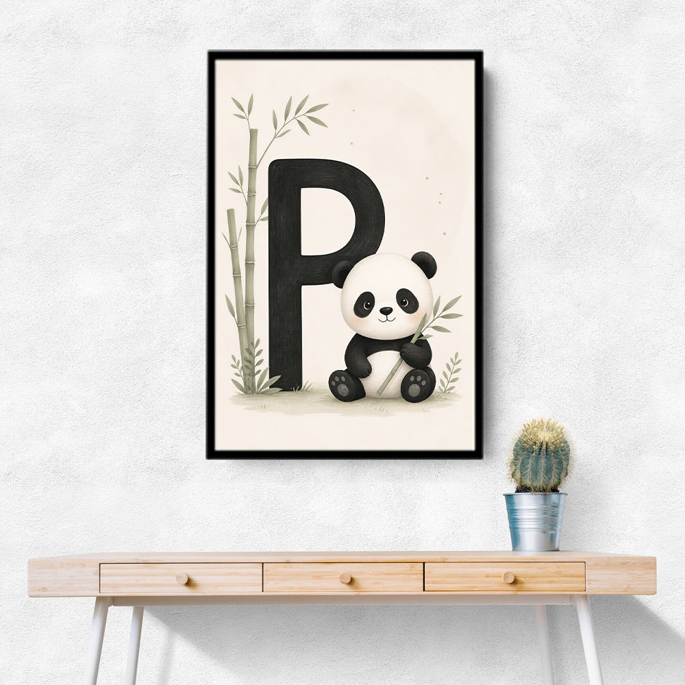 P For Panda Kids Wall Art