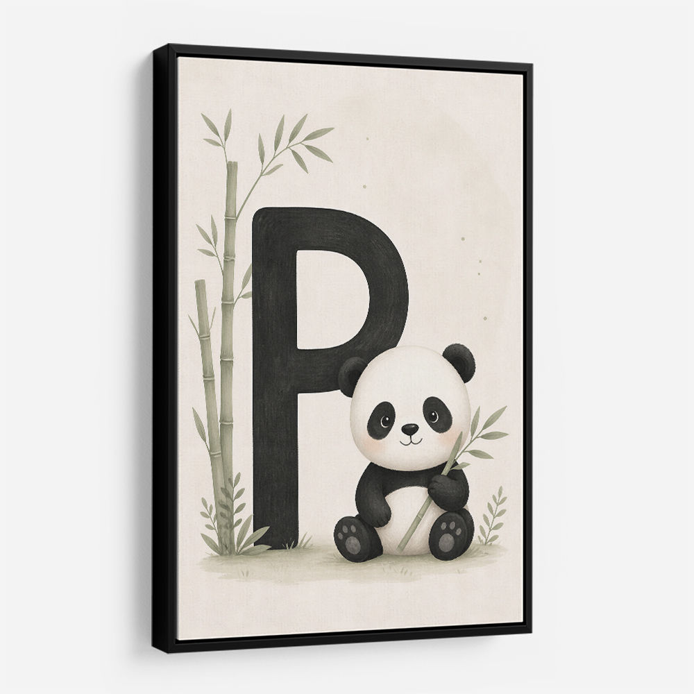 P For Panda Kids Wall Art