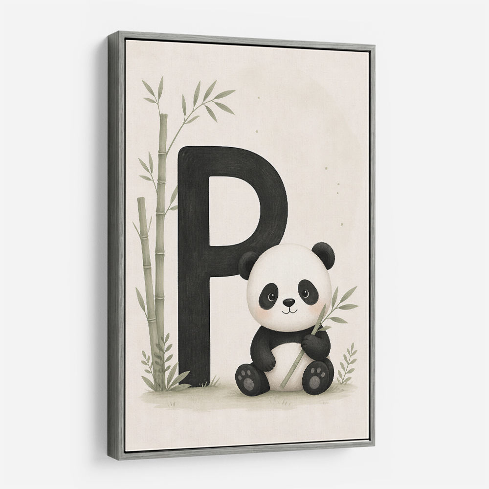P For Panda Kids Wall Art