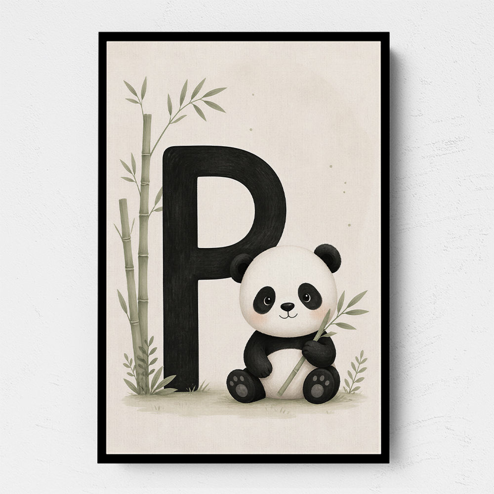 P For Panda Kids Wall Art