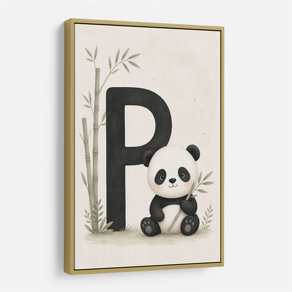 P For Panda Kids Wall Art