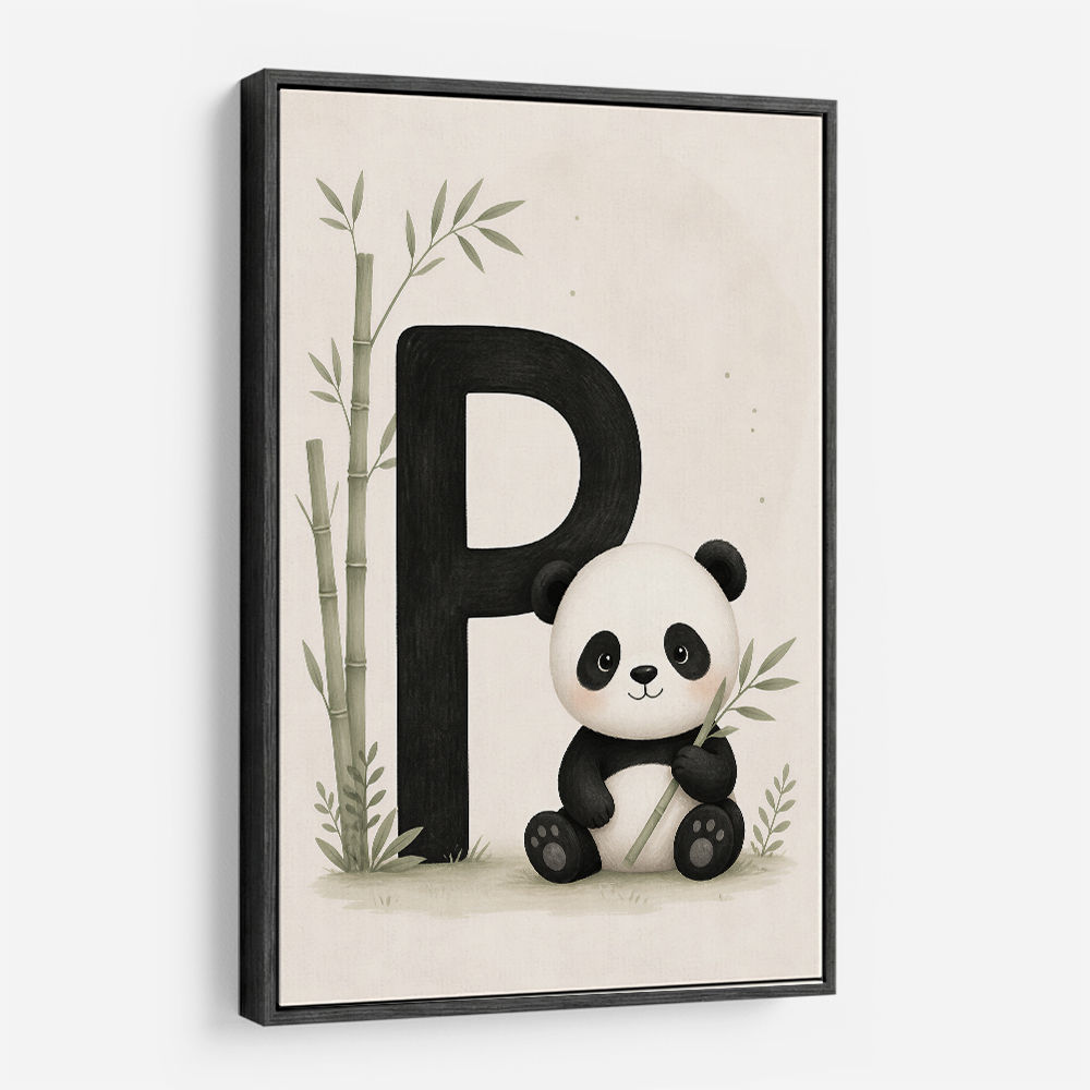 P For Panda Kids Wall Art