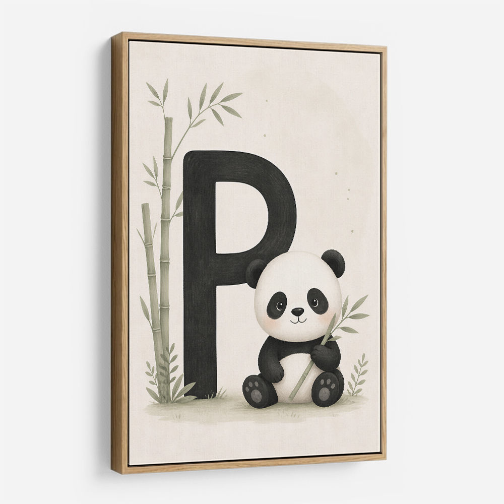 P For Panda Kids Wall Art