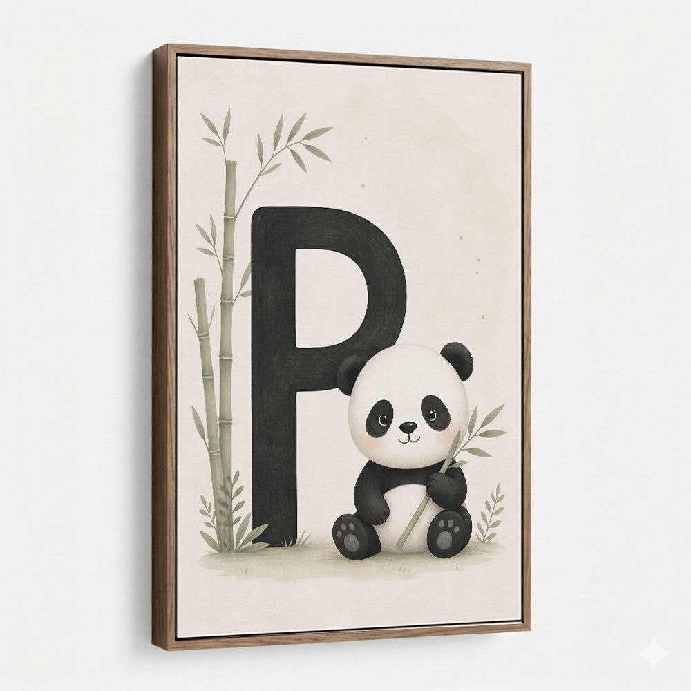 P For Panda Kids Wall Art