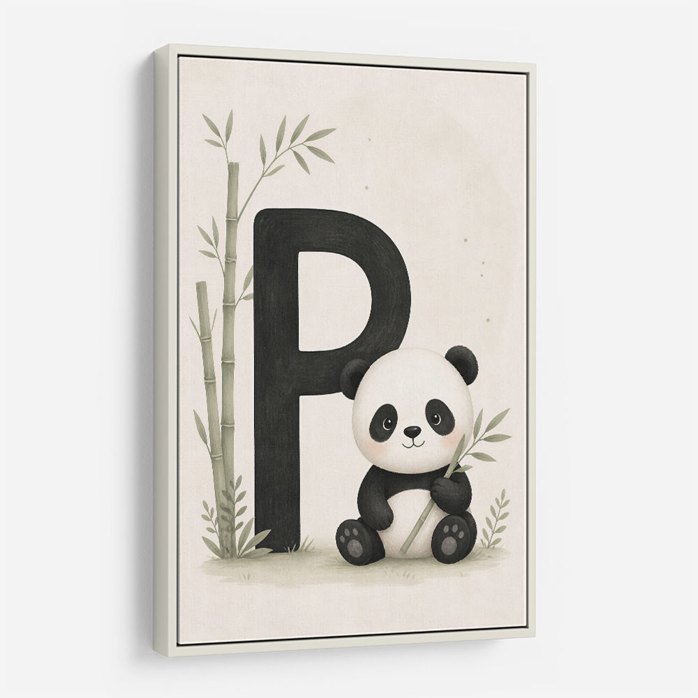 P For Panda Kids Wall Art
