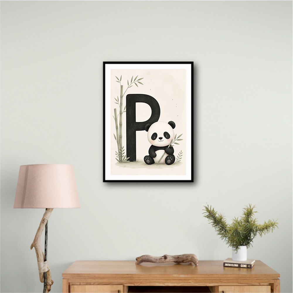 P For Panda Kids Wall Art