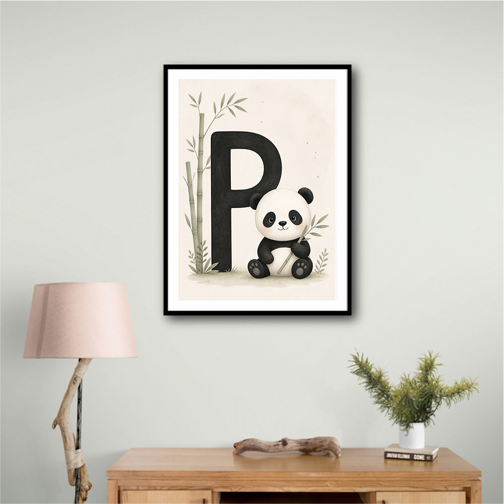 P For Panda Kids Wall Art