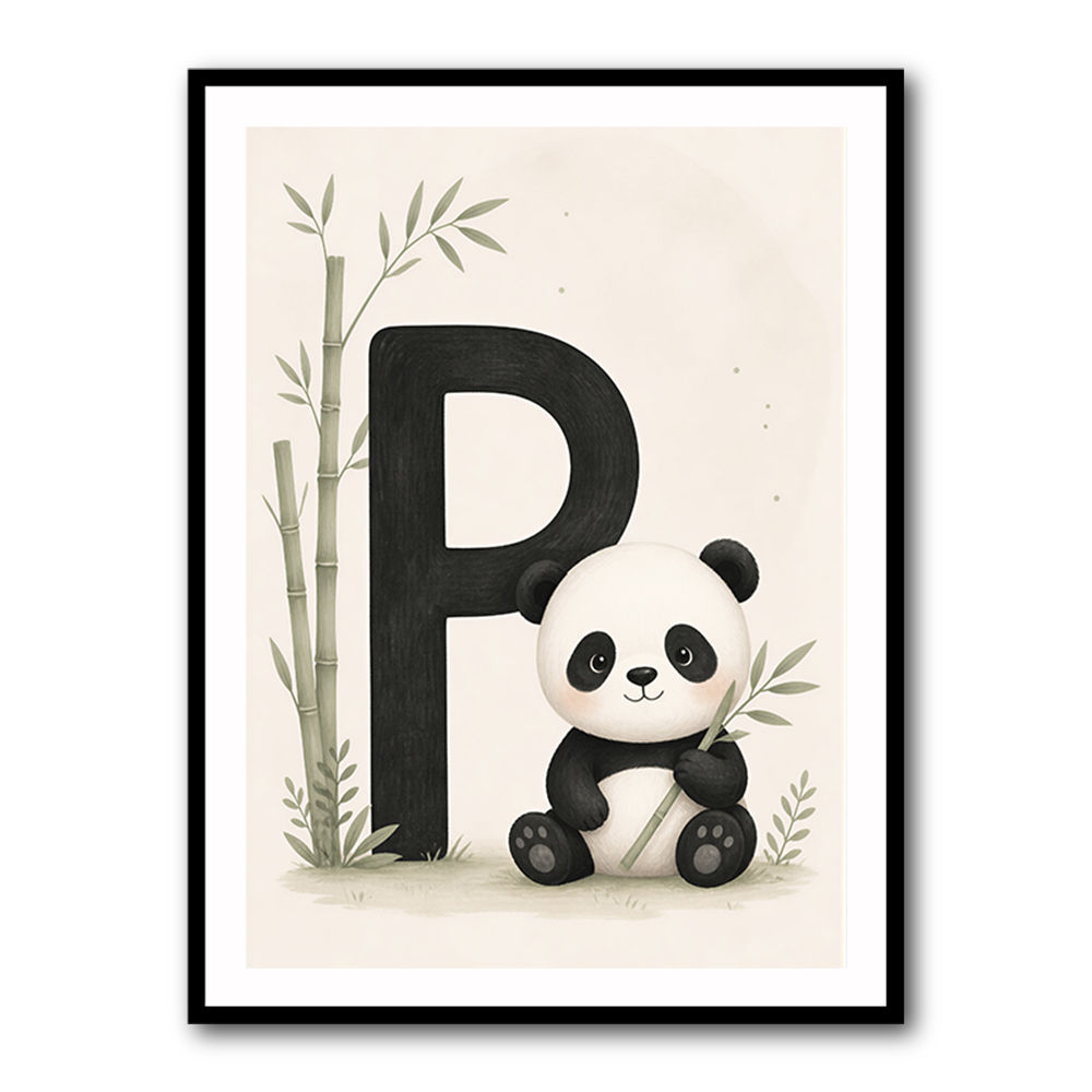 P For Panda Kids Wall Art