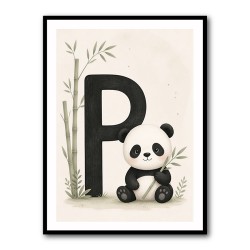 P For Panda Kids Wall Art