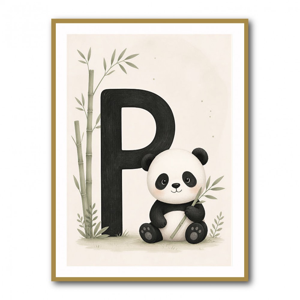 P For Panda Kids Wall Art