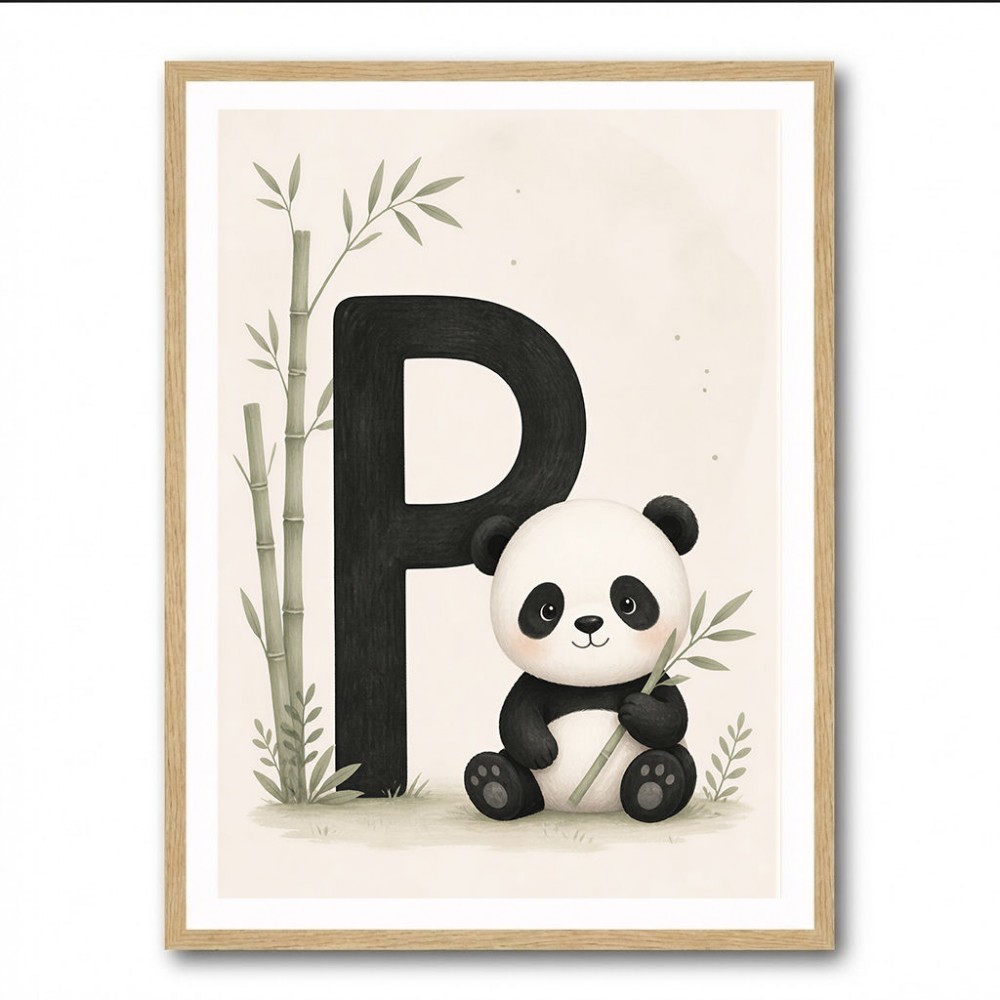 P For Panda Kids Wall Art