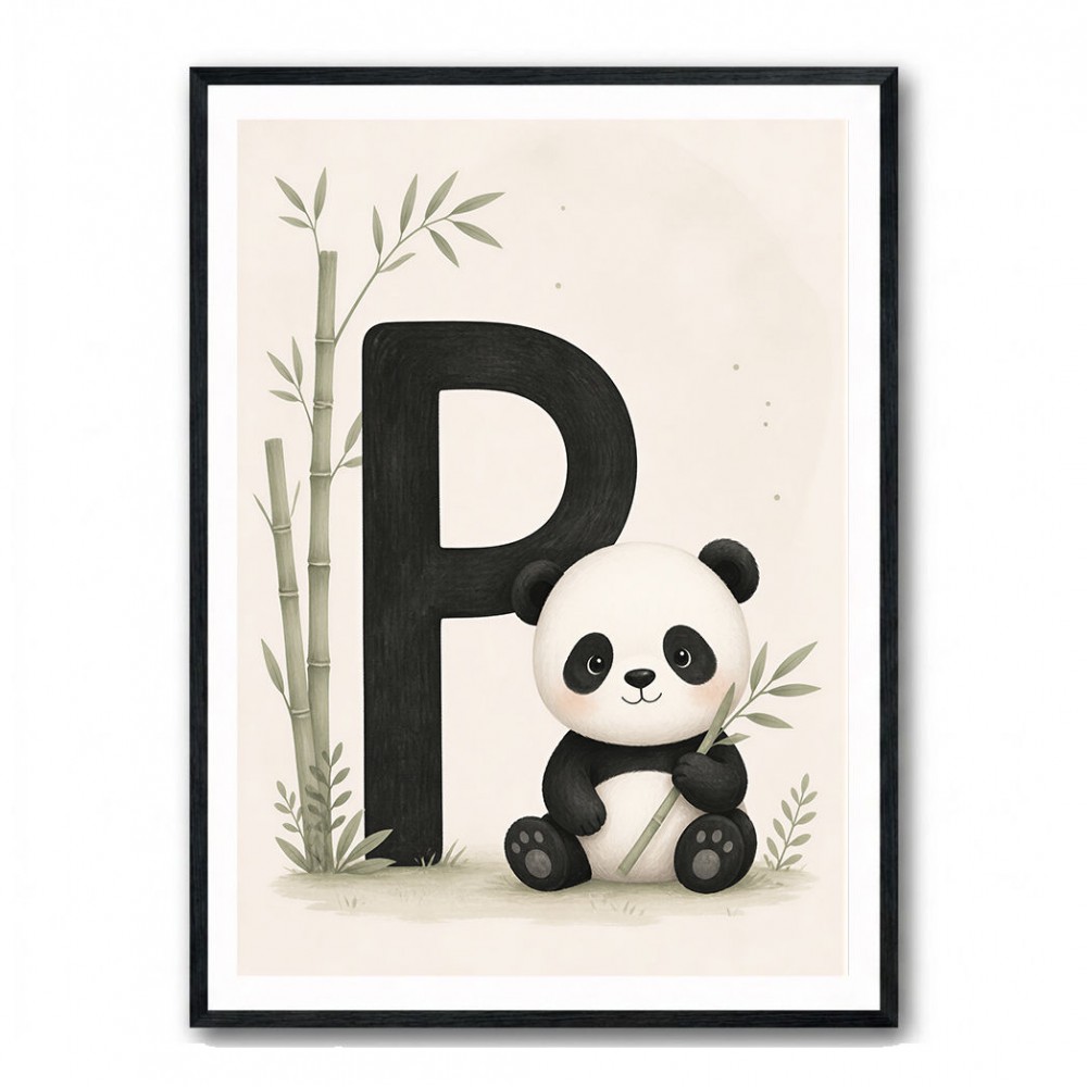 P For Panda Kids Wall Art