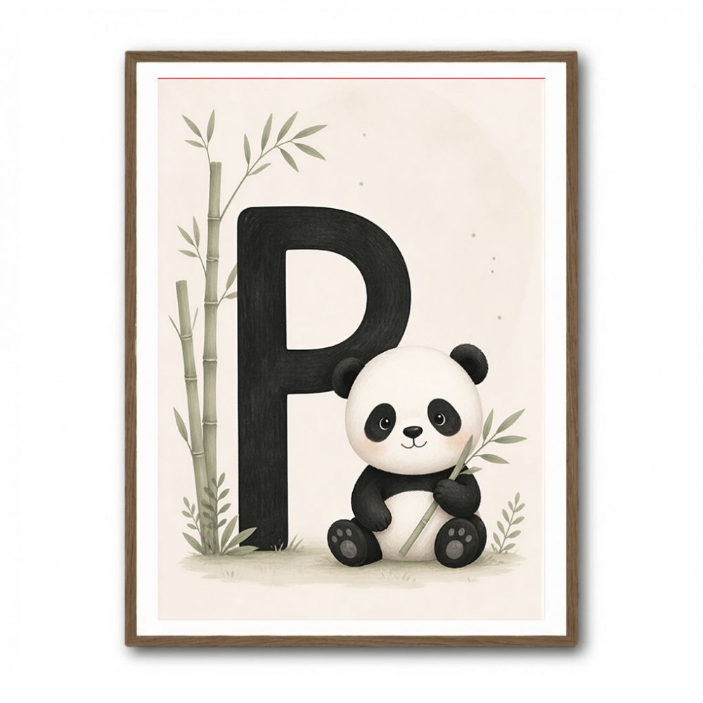 P For Panda Kids Wall Art
