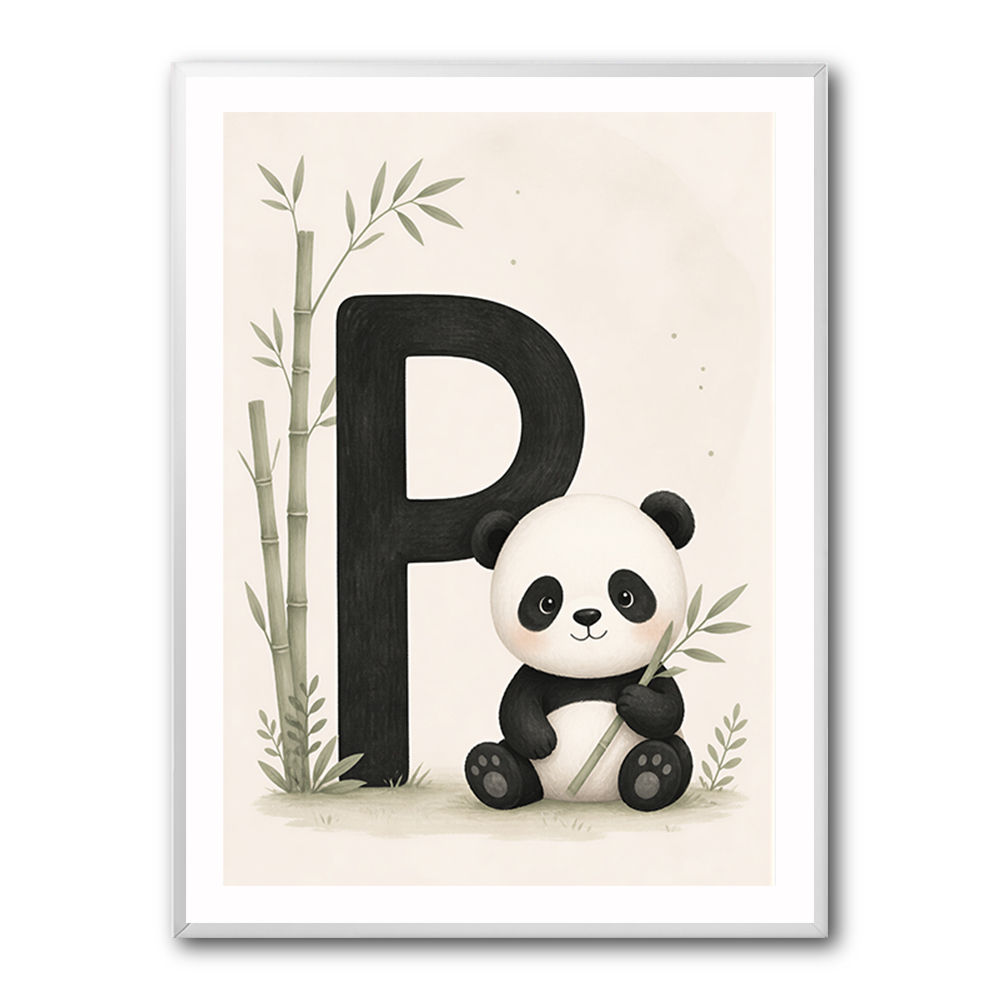 P For Panda Kids Wall Art