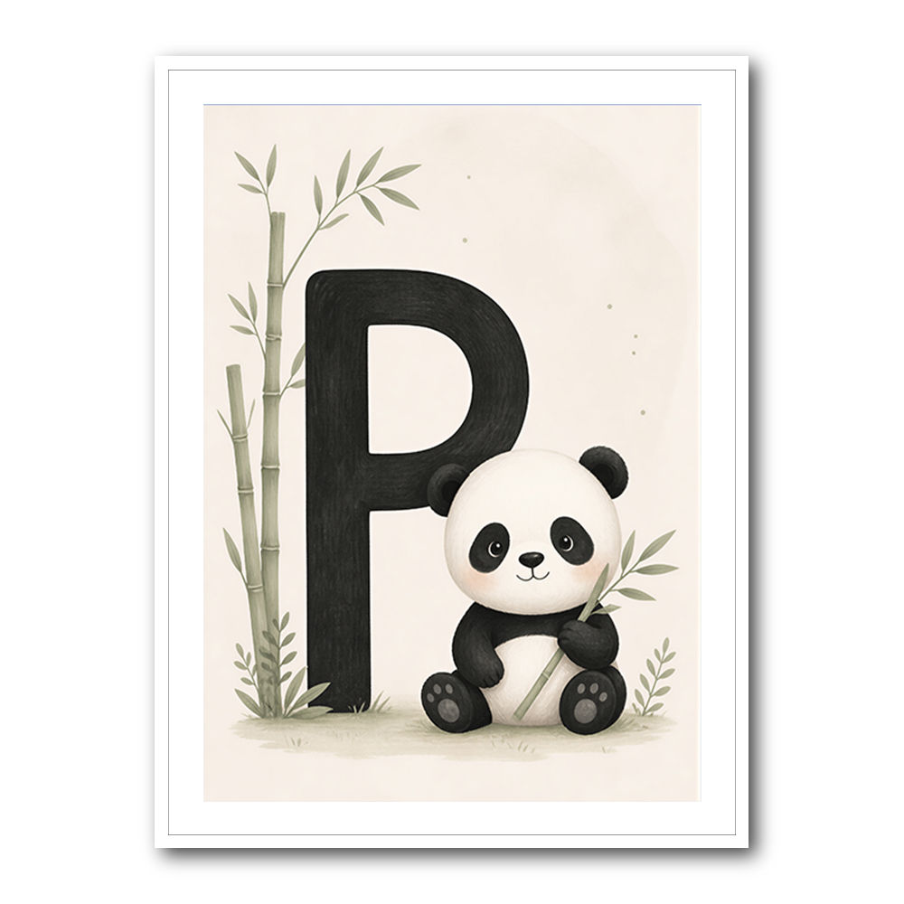 P For Panda Kids Wall Art