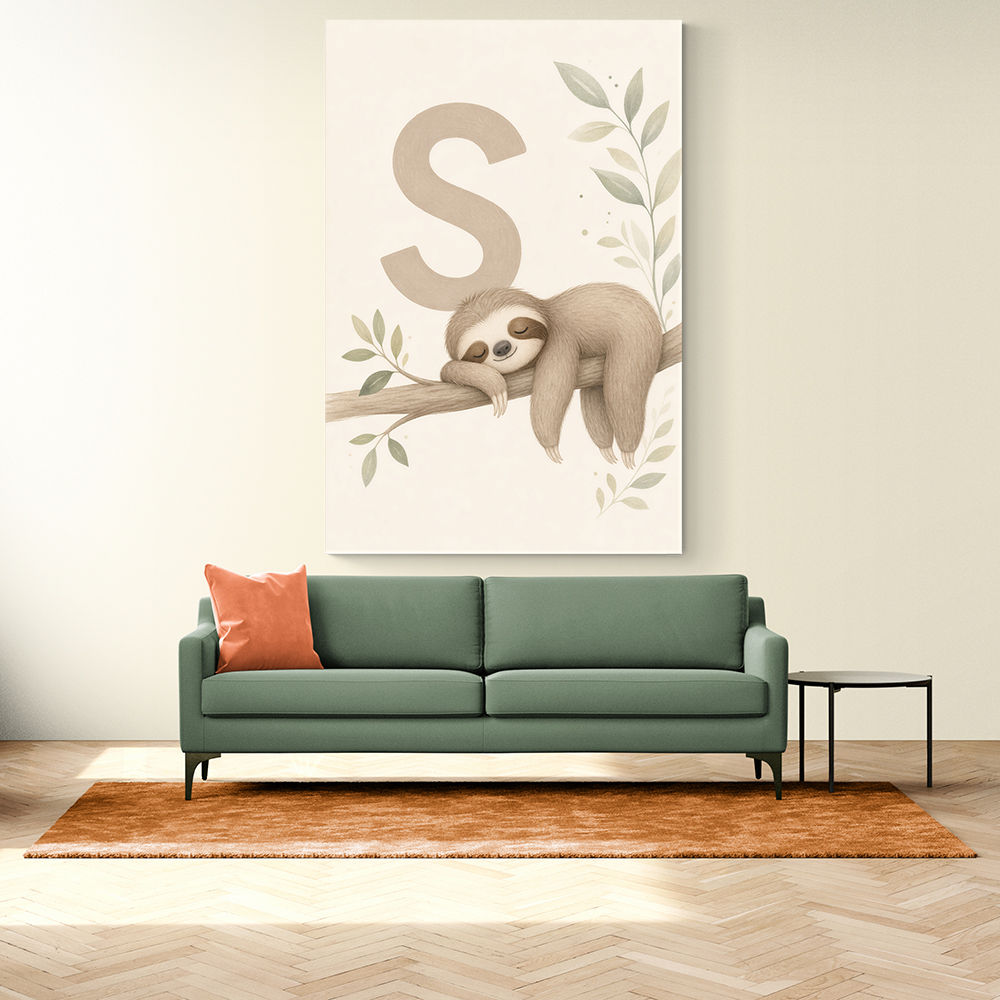 S For Sloth Kids Art Print