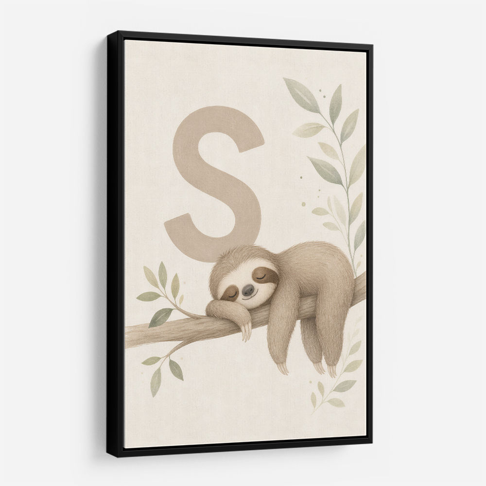 S For Sloth Kids Art Print