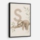 S For Sloth Kids Art Print