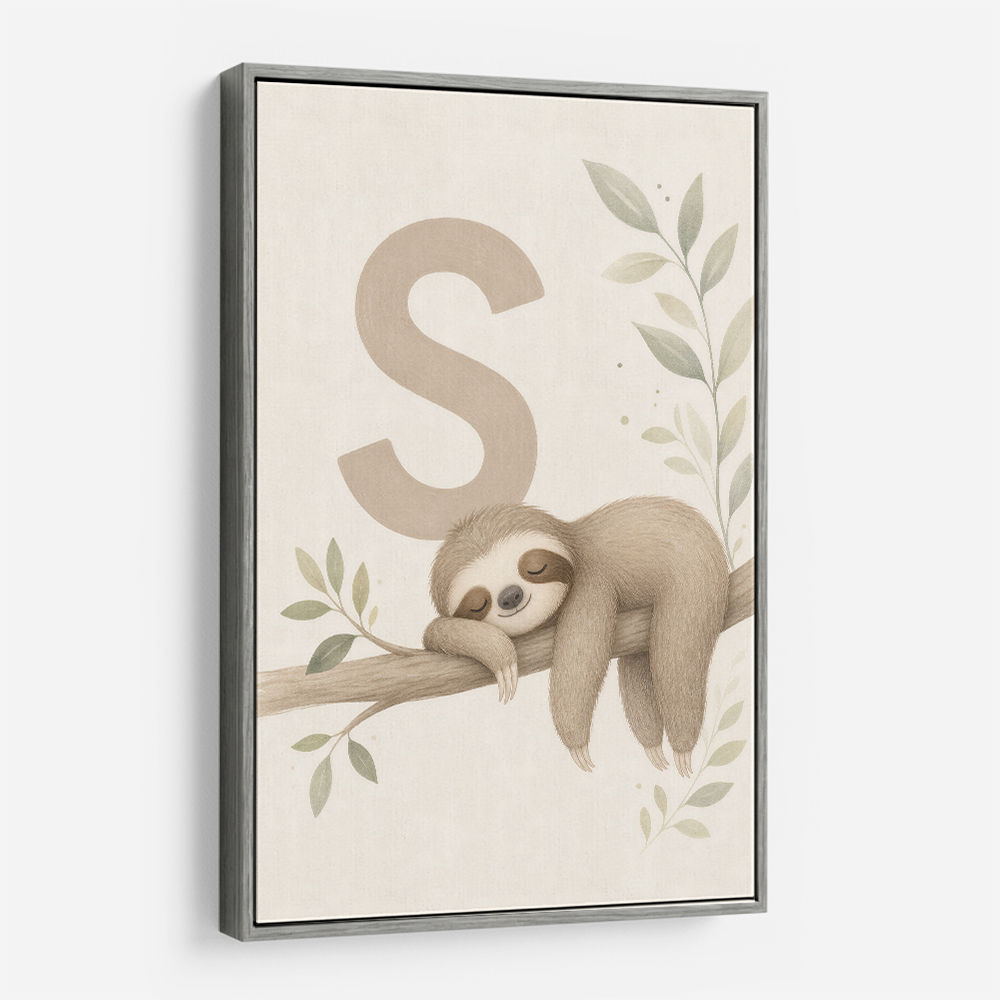 S For Sloth Kids Art Print