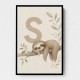 S For Sloth Kids Art Print