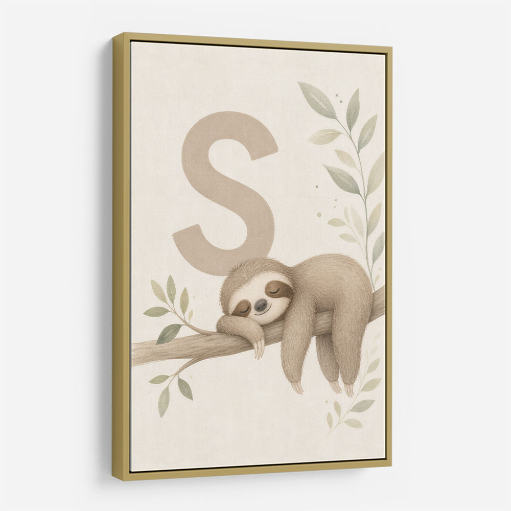 S For Sloth Kids Art Print