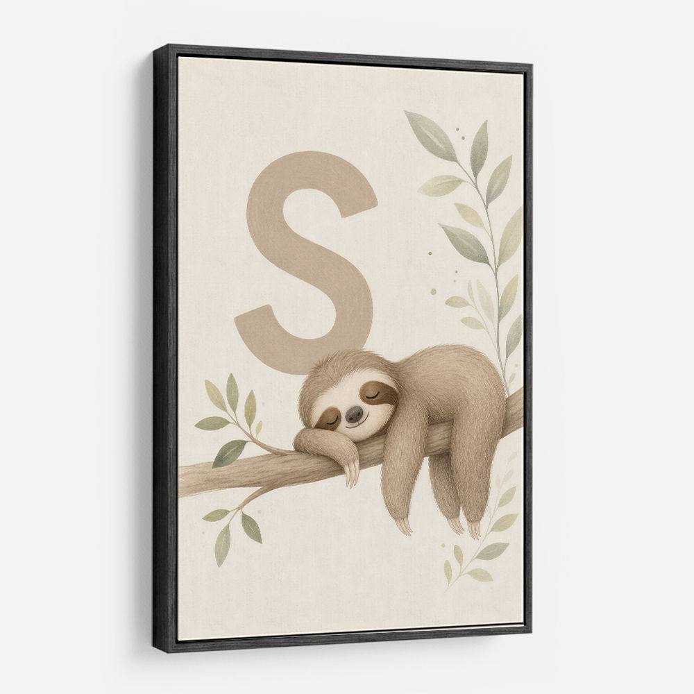S For Sloth Kids Art Print