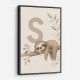 S For Sloth Kids Art Print