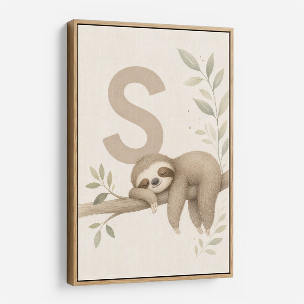 S For Sloth Kids Art Print
