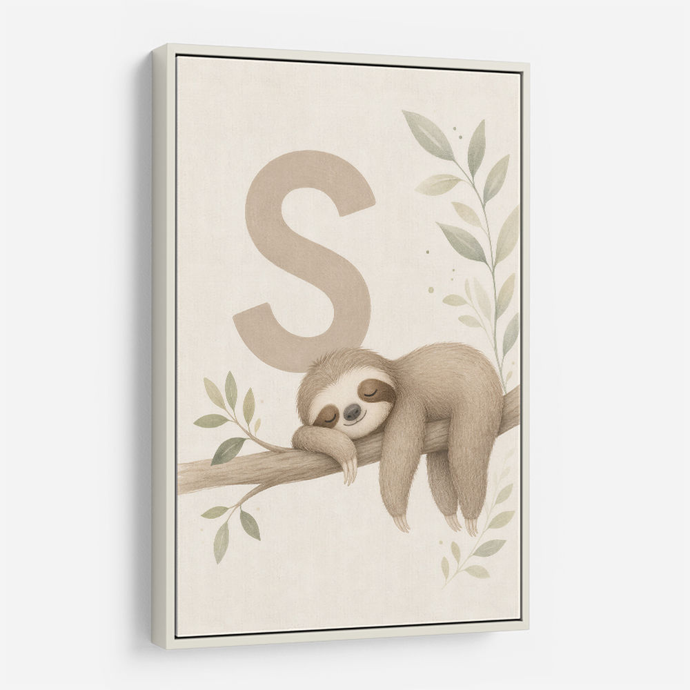 S For Sloth Kids Art Print