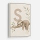 S For Sloth Kids Art Print