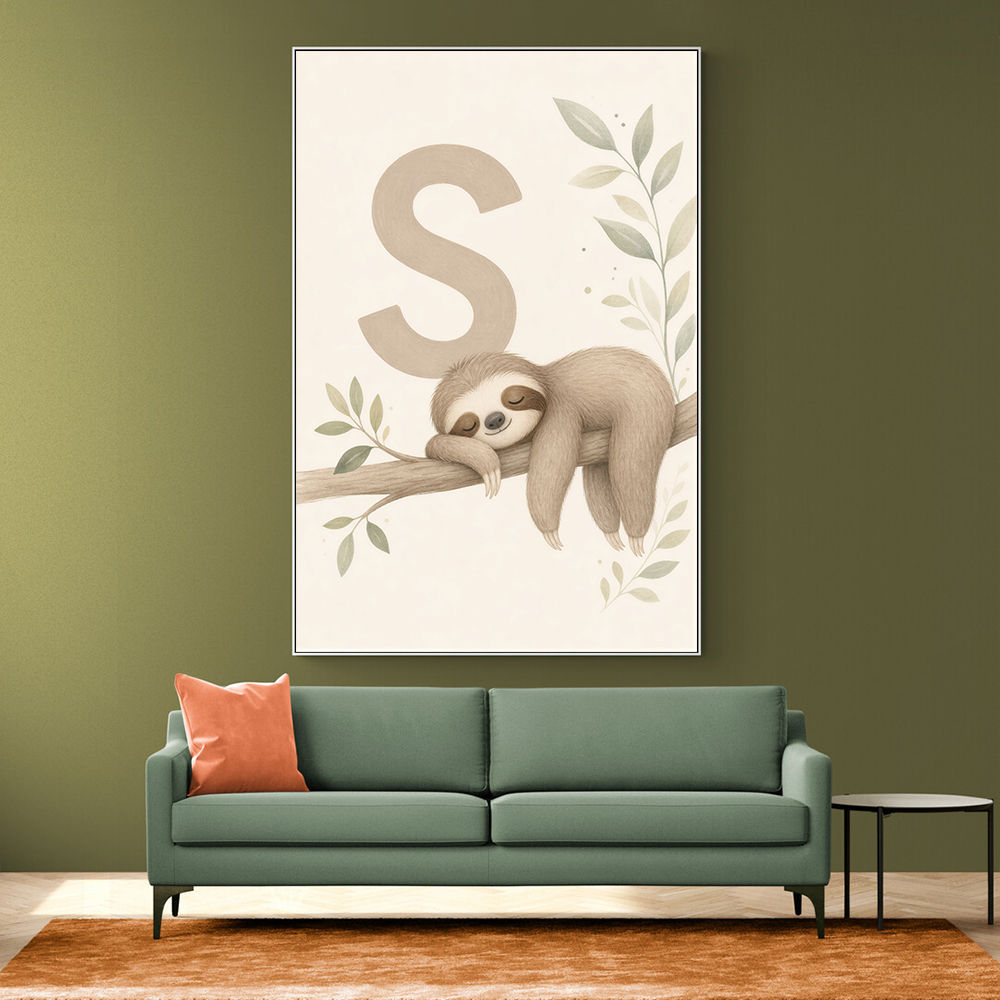 S For Sloth Kids Art Print