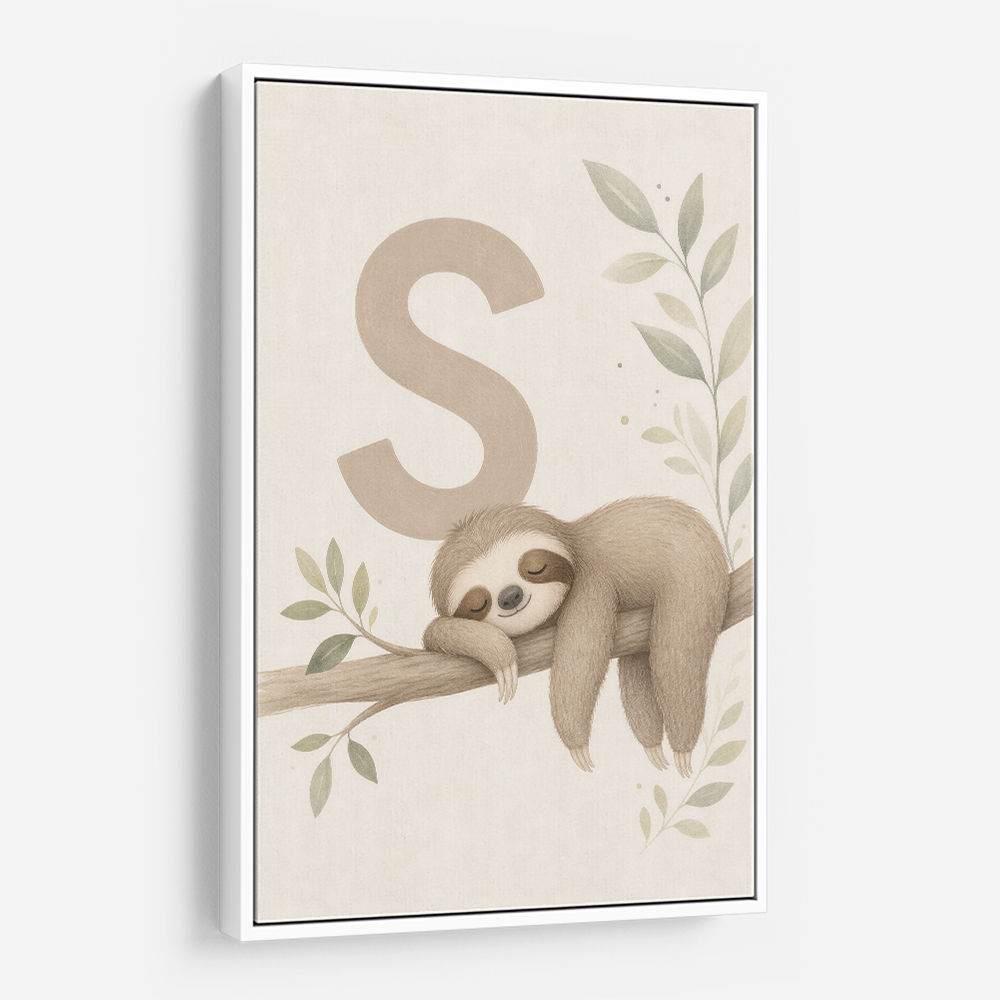 S For Sloth Kids Art Print