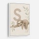 S For Sloth Kids Art Print