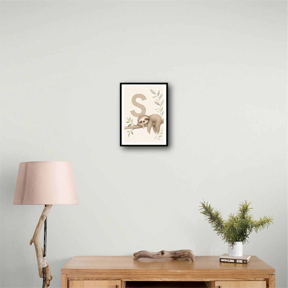 S For Sloth Kids Art Print