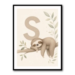 S For Sloth Kids Art Print