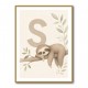 S For Sloth Kids Art Print