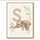 S For Sloth Kids Art Print