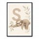 S For Sloth Kids Art Print