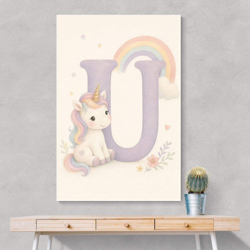 U For Unicorn Kids Nursery Wall Art