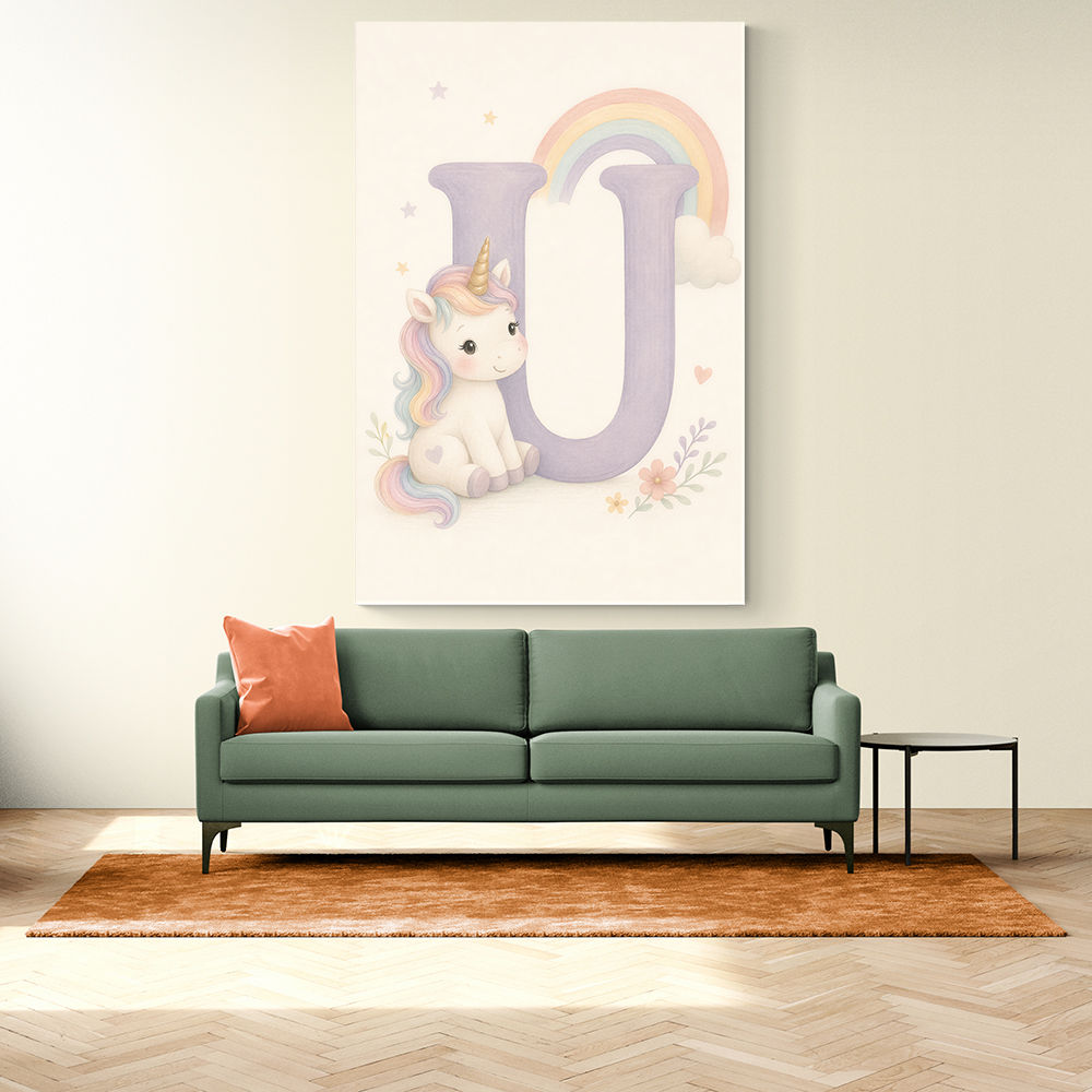 U For Unicorn Kids Nursery Wall Art