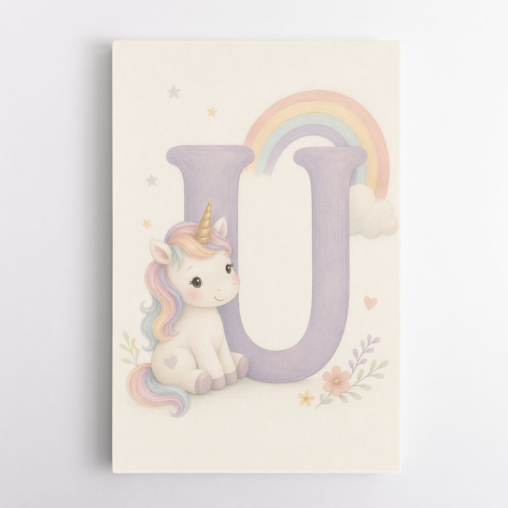 U For Unicorn Kids Nursery Wall Art