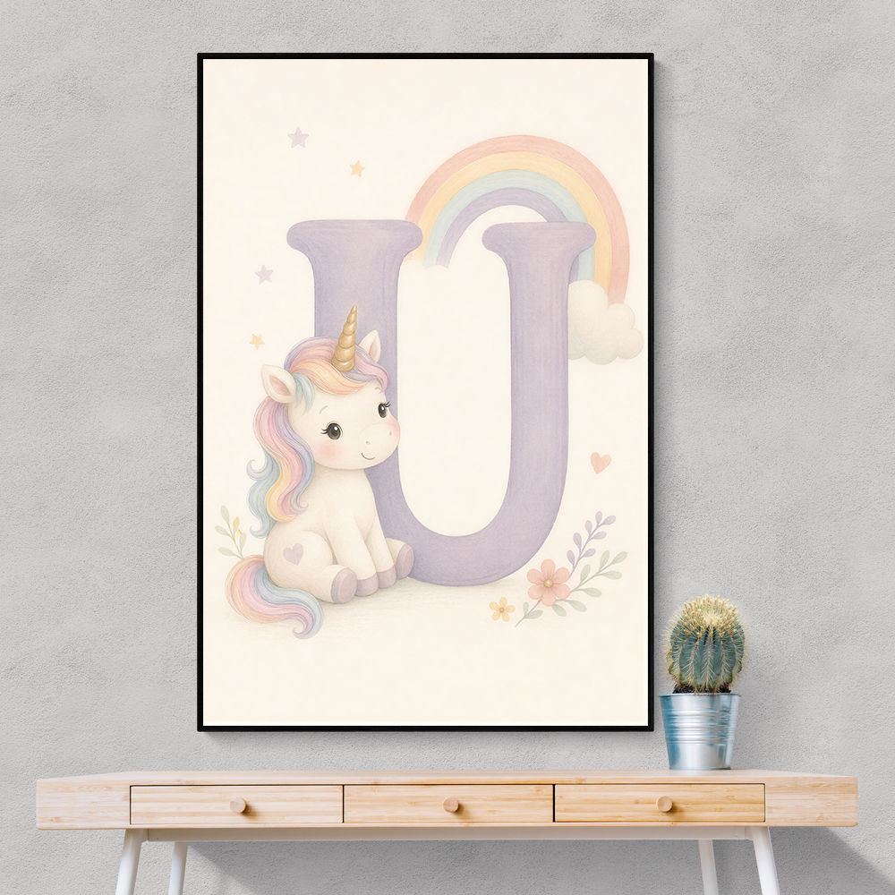 U For Unicorn Kids Nursery Wall Art