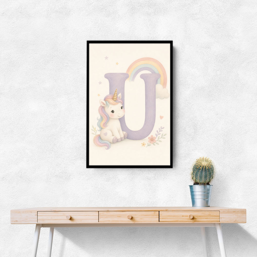 U For Unicorn Kids Nursery Wall Art