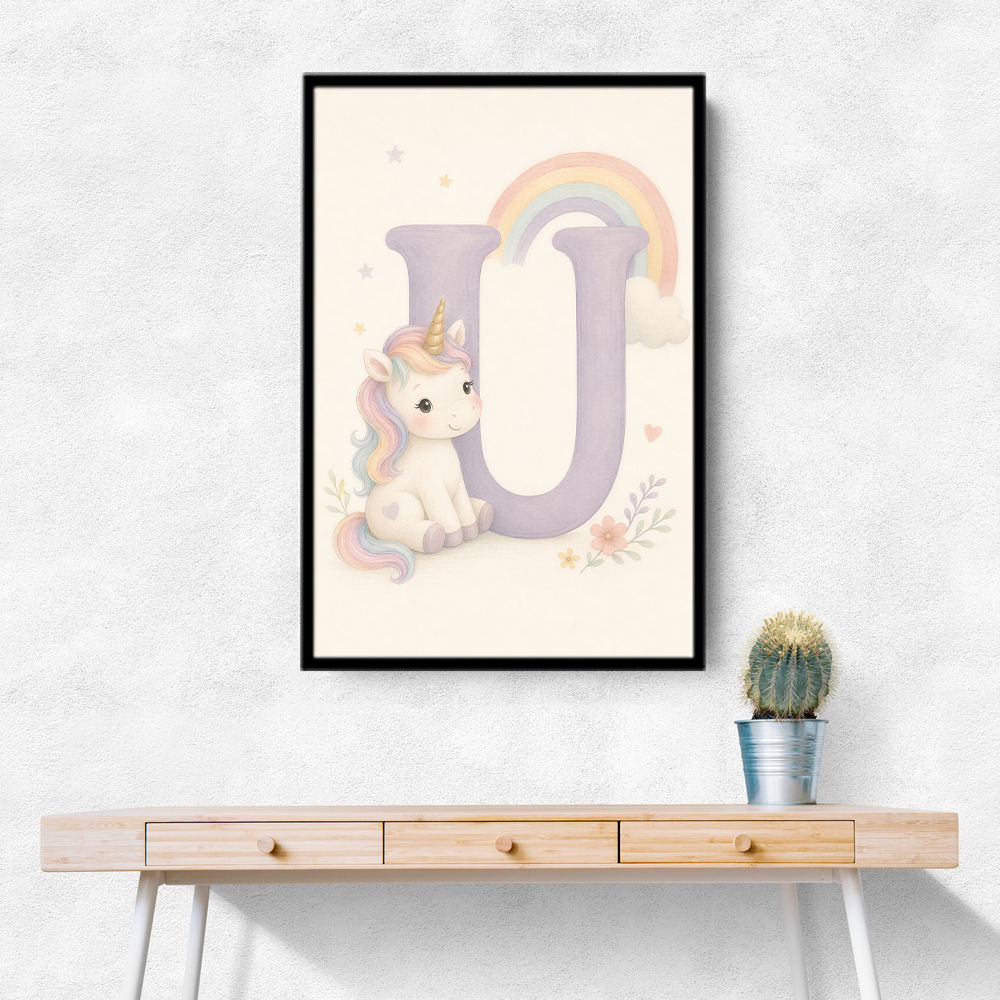 U For Unicorn Kids Nursery Wall Art