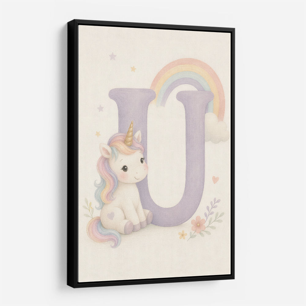 U For Unicorn Kids Nursery Wall Art