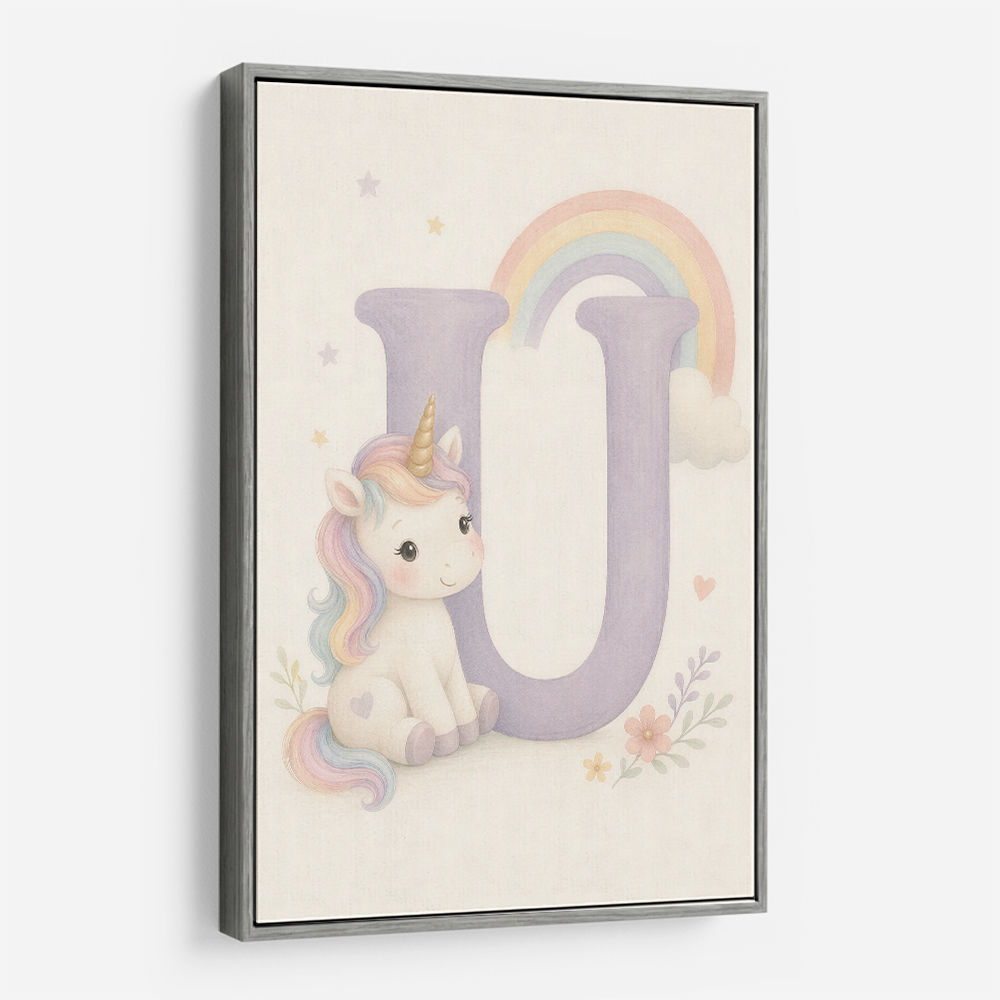 U For Unicorn Kids Nursery Wall Art